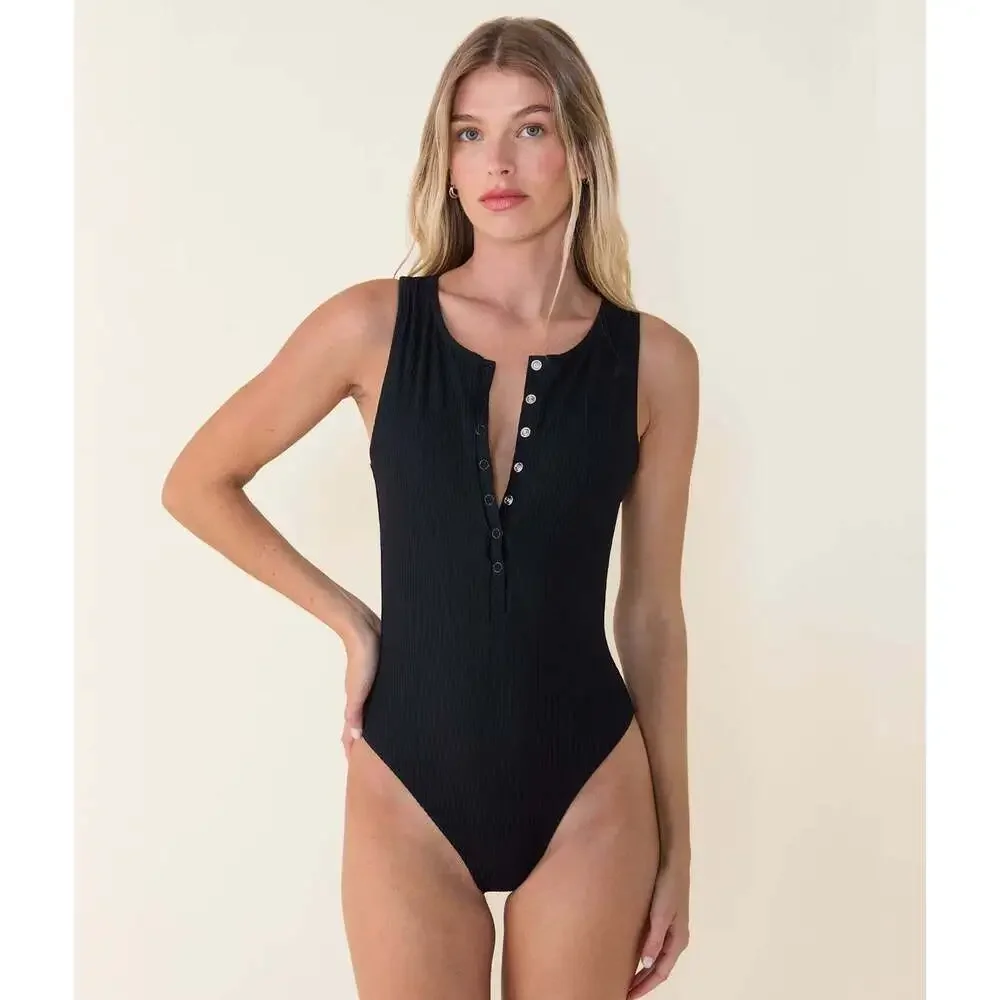 Andie The Malibu One Piece - Eco Ribbed - Black - Long Torso Size XSBLACK / XS